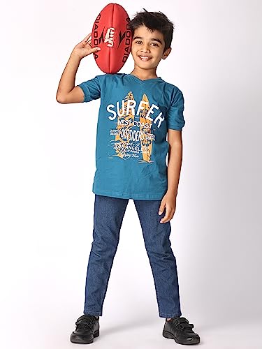 Image of TotzTouch Kids | Teen Boys Tshirt | Tee Shirt | t Shirt Premium Cotton Polo Style Rib Cuff V Neck Graphic Printed Half Sleeve Pack of 1