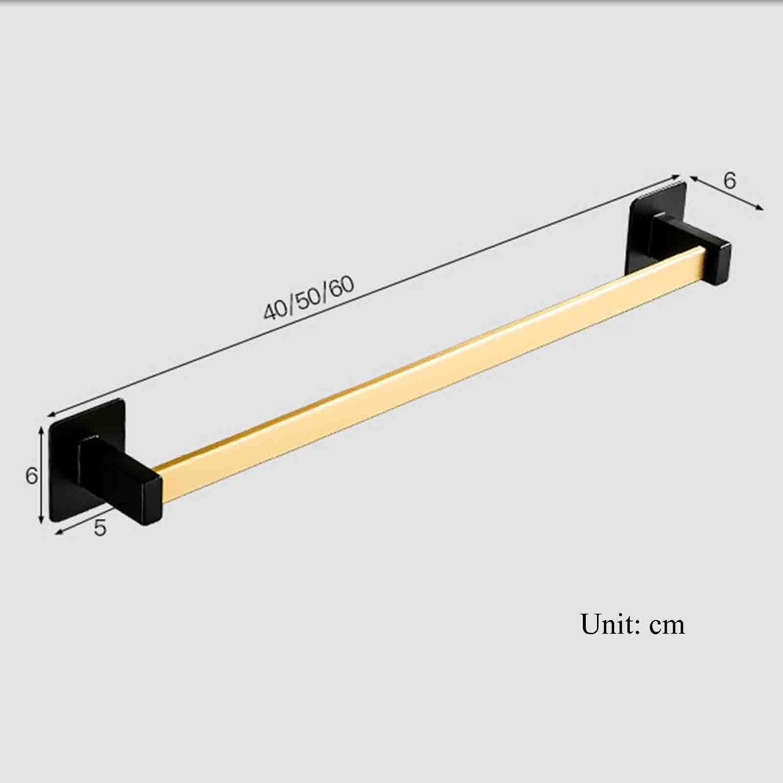 GuyAna Toallero Baño Montado En La Pared Toallero Baño Varilla Única Varilla Única Toallero Sin Perforación Adhesivo Aluminio para Inodoro,Negro B,50 CM (Blanco A 60CM)