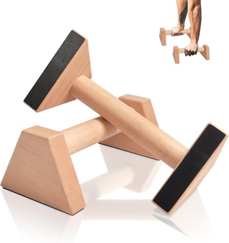 Poignées de pompes - 2 barres push up en bois - Poignées parallèles pour les articulations - Équipement de gymnastique - Équipement de fitness pour la maison et les pompes