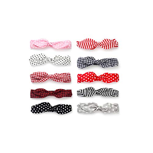10 pcs baby girl Hairband Buffalo Checked Bow Knot Hairband for Children and Infants Toddlers Boho Dots Printing Hair band
