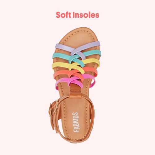 FabKids Girls Gladiator Sandals Braided Strappy Flats Sandal Summer Open Toe Holiday Party Dress Shoes for Toddler Little Kid Big Kid3