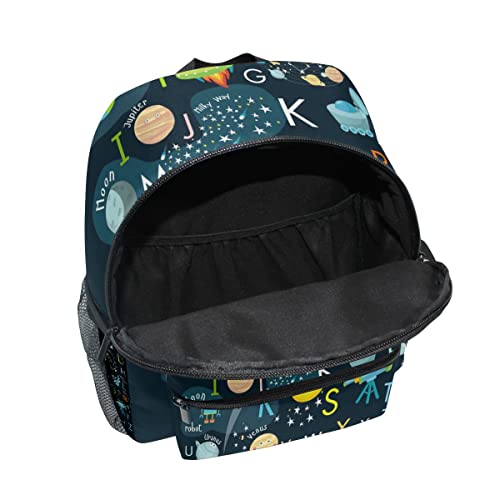 Custom Kid's Name Backpack, Cartoon Outer Planets Alphabet Toddler Backpack for Daycare Travel, Personalized Name Preschool Bookbags for Boys Girls4