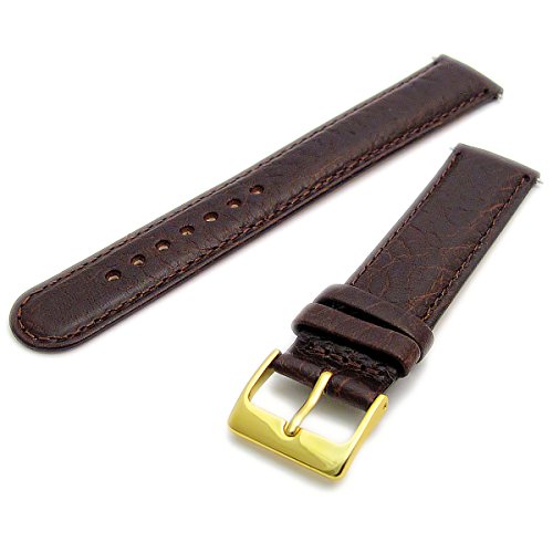 Uhrenarmband, belüftet, atmungsaktiv, gepolstert, Leder, 20 mm, Braun mit vergoldeter (goldfarbener) Schnalle
