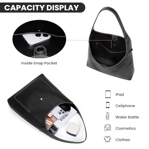 JQWYGB Cloud Pouch Bag Black & Hobo Bags Slouchy Tote Bag Black4