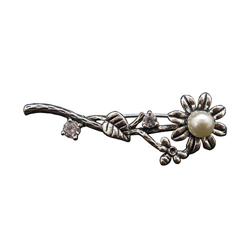 Broche en Argent Sterling 925 Fleur de Nacre de Haute Joaillerie Artisanale