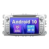 autoradio ford 【ANDROID 10, 2G + 32G】 ① Sistema Android 10, nuova CPU con chipset del processore (Quad core Cortex-A7, fino a 1,8 GHz. Con 2G-RAM + 32G-ROM) per una risposta più rapida, prestazioni più stabili e funzioni più potenti. ② REGALO: fotocamera posteriore | Canbus | Microfono esterno