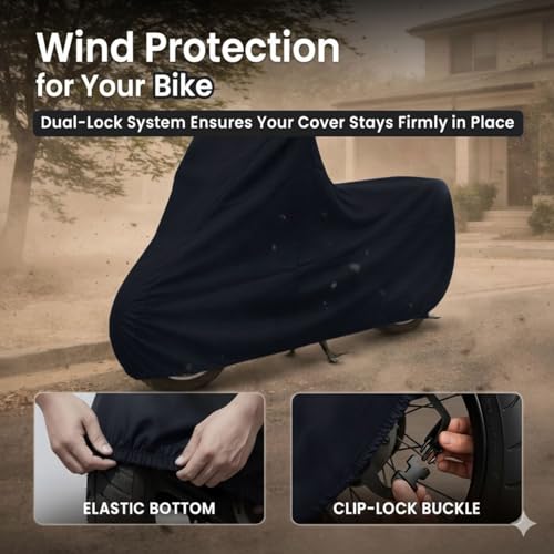 Image of Puroma-Pro Heavy Duty Waterproof Bike Cover Compatible for Shine Bikes - Outdoor Motorcycle Cover Windproof Buckle, UV Protection & Dust Resistant Full Body Cover