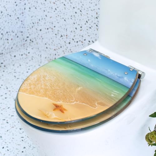 WC-Sitz aus Kunstharz, mit Deckel, transparenter Schnellverschluss und langsames Schließ-Design, Toilettensitz aus Kunstharz in Standardgröße