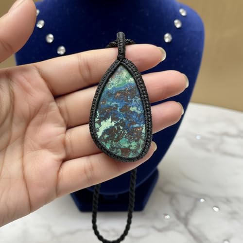 Collier en chrysocolle naturelle poire LKBEADS avec cordon cuir