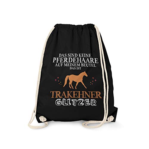Fashionalarm Turnbeutel - Das sind Keine Pferdehaare - Trakehner Glitzer - Mochila de deporte con lemas regalo Pferde-Liebhaber Reiten, color Negro , tamaño talla única
