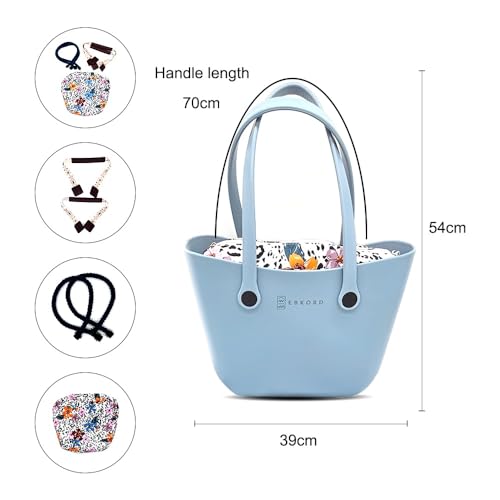 Image of Rubber tote bag for women lightweight | EVA beach bag waterproof | Inner bag |Three pairs of handles