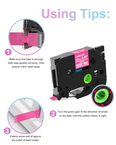 Labelife 6-Pack Replace Brother P Touch Label Tape, TZe TZ Tape 12mm 0.47 Laminated Color Label Maker Tape for Brother PT-D210 PT-H110 PT-D220 PT-D400, White on Pink/Lime Green/Orange/Blue/Green/Black