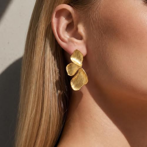 Ritach Statement Earrings for Women - Gold Earrings Dangle Flower Earrings - image 3