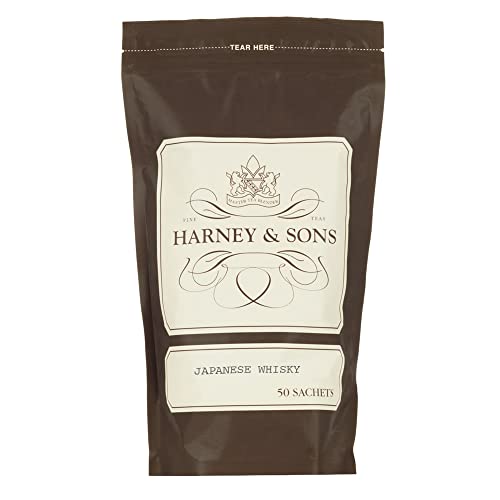 Image of Harney & Sons Japanese Whisky Smoked Green Tea Sachets, 50 Count | Japanese green tea smoked over whisky barrel wood chips. Contains caffeine.