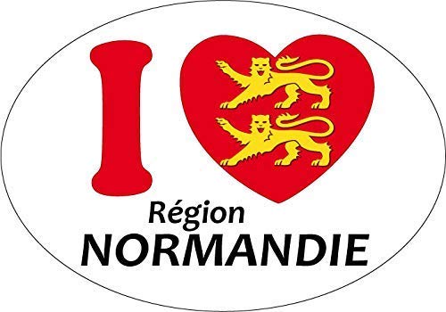 SAFIRMES 2 X Autocollant - I Love Normandie Autocollant Ovale 10x7 cm Cover