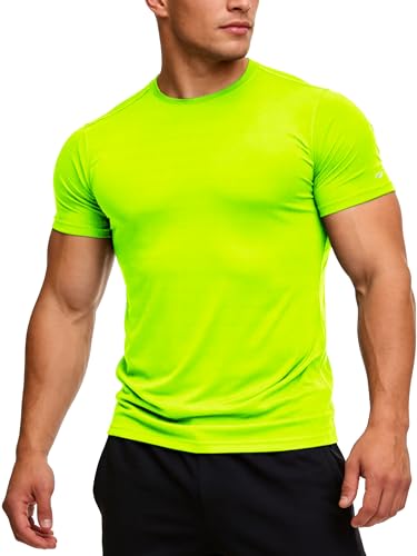 RGJU Mens Running Shirt Reflective(neon Green,L)