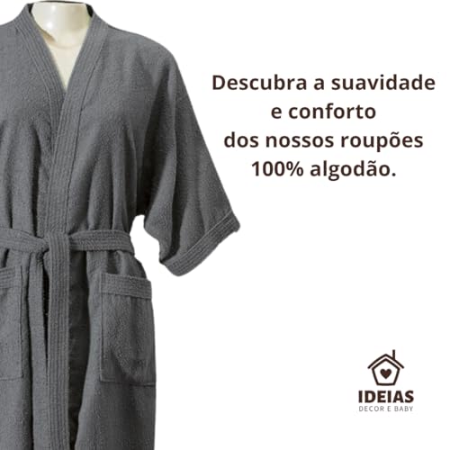Roupão de Banho Atoalhado Felpudo 100% Algodão Feminino e Masculino Roupao Tamanho Adulto Hipoalergê