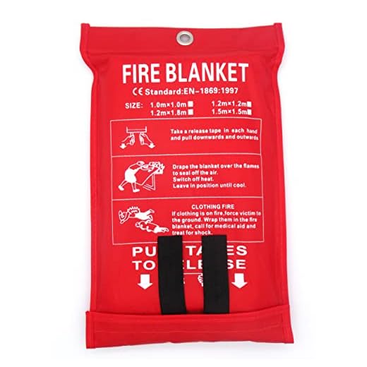 Toneeko Coperte antincendio in vetroresina per sopravvivenza di emergenza, protezione ignifuga e isolamento termico, progettata per cucina, camino, griglia, auto, campeggio (1x1m)