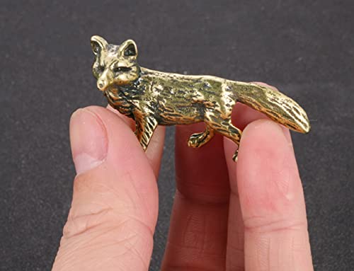 Estatua decorativa de zorro de latón mini miniatura 4