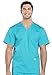 Men Scrubs Set Workwear Professionals WW695 V-Neck Top & WW190T Tapered Leg Fly Front Cargo Pant, Teal Blue- M Top/M Tall Pant