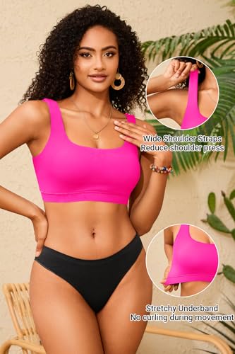 Image of Women Sport Bra Swimsuit Top - Swim Bra Bikini Top Only Scoop Neck Bathing Top 2025 Swimwear