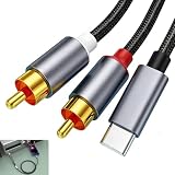 Kabel USB C do 2 RCA z chipem DAC, kabel USB C na RCA stereo audio do wzmacniacza, telewizora, kina domowego, głośników, odbiornika AV, kompatybilny z iPhone 15, dla iPada, dla MacBooka, dla Samsung 1