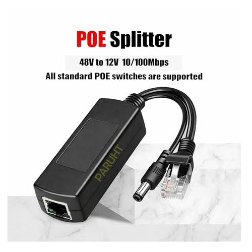 Image of Deluxe POE Splitter Active Power Over Ethernet Splitter 48V to 12V for POE Devices, Switches, IP Camera, IP Phone DEPOES1X, Black