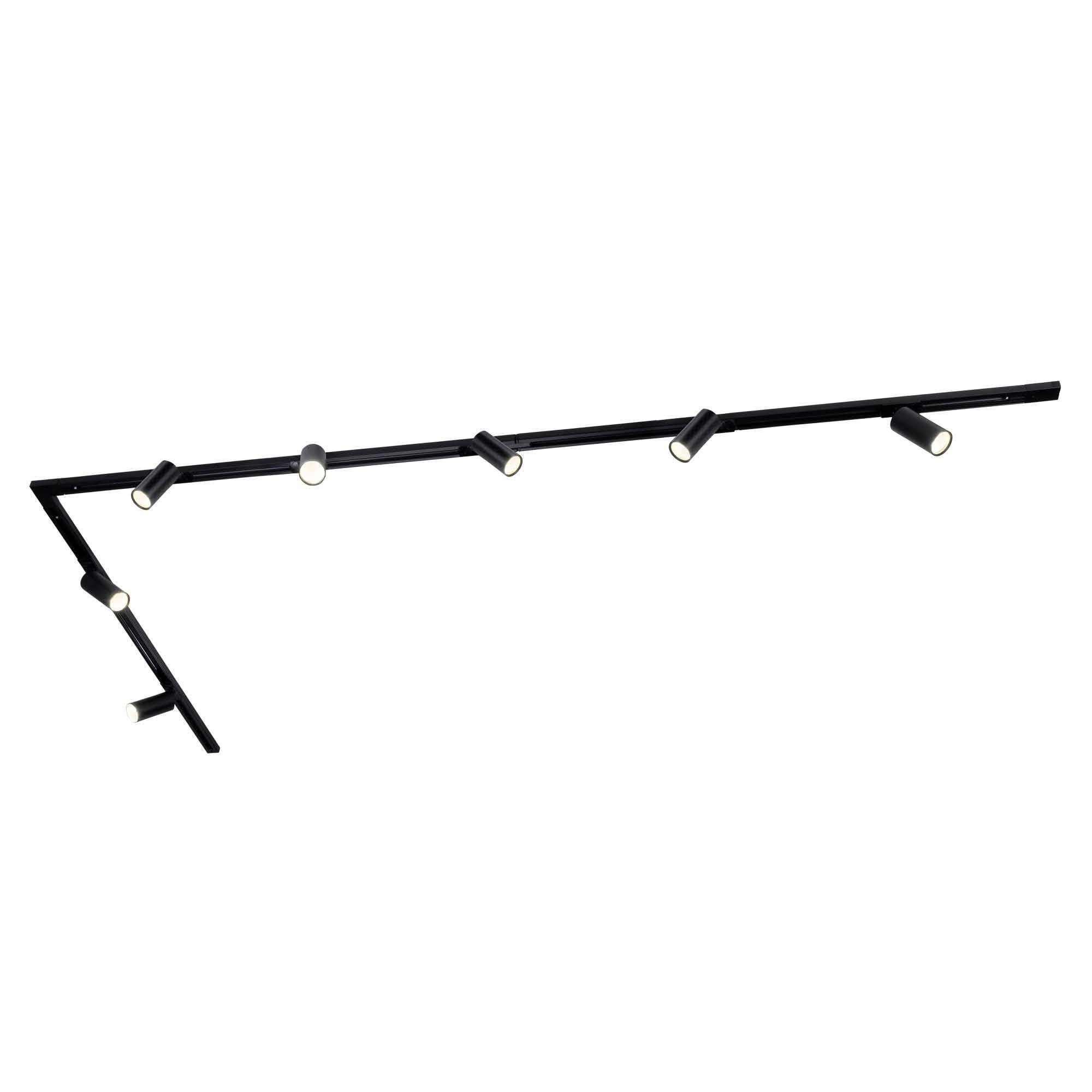 Ledvion - Track Lighting, 3m, 1-Phase, Without GU10 Light Source, Black, 7 Spotlights, Ceiling Lights, gu10 led Bulbs, Kitchen Lights Ceiling, Extendable & Flexible