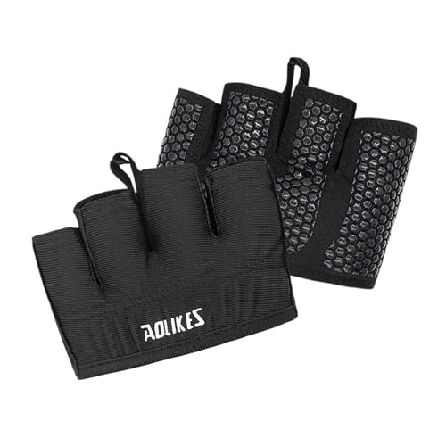 Qinlenyan 1 Pair Fitness Gloves Palm Protection Weight Lifting Gloves Gym Exercise Training Gloves Anti-Slip Grip Half Finger Gloves Fingerless Gloves for Women & Men Black M