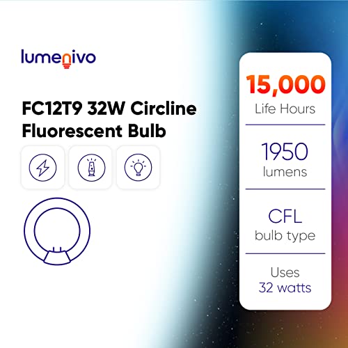 Fc12T9 32W Light Bulb Replacement For Ge Kitchen & Bath Circline Fluorescent T9 Bulb By Lumenivo, 32 Watt Circular Bulb T9 12 Inch Diameter, Warm White (6 Pack) #TOP5