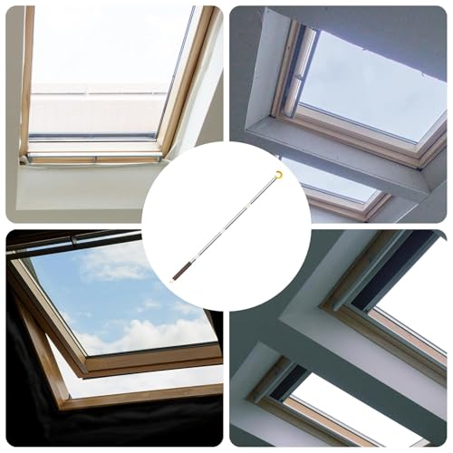 Fenstergriff Verlängerung mit Stockhaken für Dachfenster - Fensteröffner mit Dachhaken, robuste 110cm Fensterstange, Edelstahl Stange mit Haken für Dachfenster Rollos, Fenster und Window Blinds