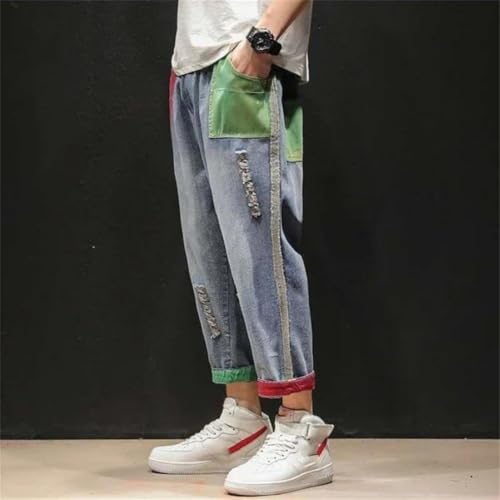Men Cowboy Pants Cotton Streetwear Trousers Goth Korean Jeans4