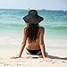 Womens Sun Hats Wide Brim Summer Beach Hat for Women Foldable Travel Fedora Handmade Crochet Straw Hat Packable UPF50+, Black