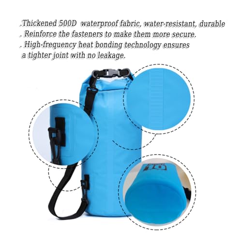Bolsa seca impermeable flotante con correa ajustable para hombro y hebillas reforzadas, bolsa a prueba de fugas para natación, kayak, playa y deportes acuáticos al aire libre - 10L - Blanca miniatura 3