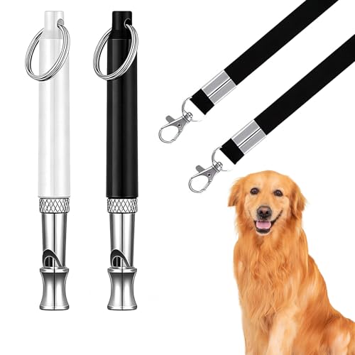 Sifflet Ultrason Chien, 2 pièces Sifflet Ultrason Chien Anti Aboiement, Sifflet Ultrason Chien Anti Agression, Sifflet Chien, Sifflet Chien Rappel-Haute Fréquence, Convient à la plupart des races.