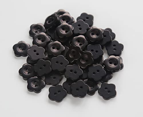 Ganssia 1/2 Inch (12.5Mm) Flower Shape Buttons For Sewing Shirts Black Resin Buttons For Diy Crafts Projects Scrapbooking Pack Of 150 Pcs #TOP3