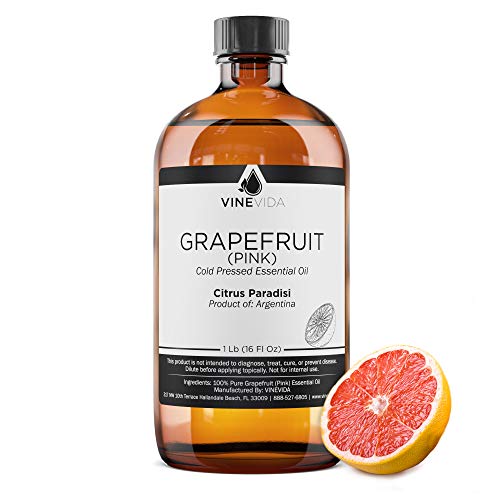 Bulk Essential Oil - 16 Oz Essential Oil in Glass Bottle - 100% Pure & Undiluted Essential Oil 16 Ounce - 1 Pound Oil for DIY Soaps, Candles, and Blends - VINEVIDA (Grapefruit (Pink))