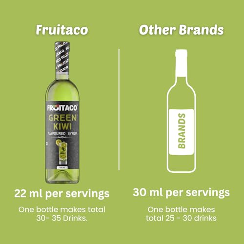 Image of Fruitaco Kiwi Syrup, 750ml Bottle | Non Alcoholic | Suitable for Cocktails, Mocktail, Drinks, Juices, Beverages and More | Non Alchoholic Mix