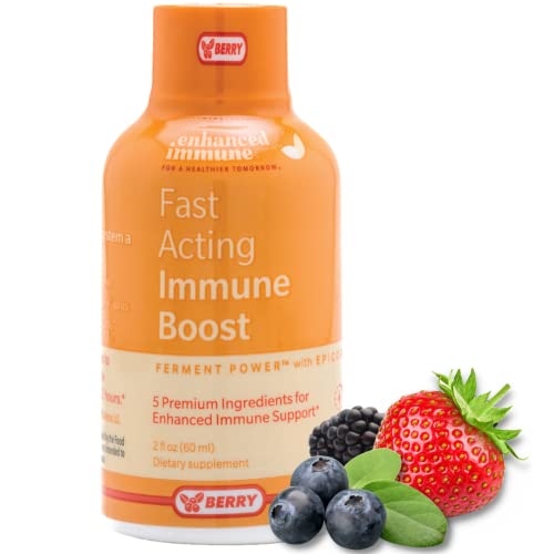 Enhanced Immune Fast Acting Immune Boost, Berry Flavor (2 Oz, Pack Of 6), Immunity Shots With Vitamin C, Zinc, Vitamin D, Vitamin B12 & Epicor - Immune Support Supplement, Rapid Immune Booster #TOP1