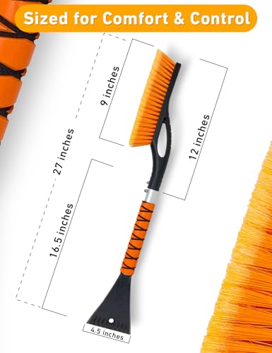 Image of EcoNour 27 inch Car Snow Brush and Ice Scraper (2 Pack) | Aluminum Snow | Scraper for Cars with Ergonomic Foam Grip | Scratch-Free Windshield Ice Scraper and Snow Remover for Cars and SUVs