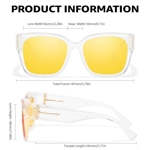 Image of LVIOE Anti Eyestrain Improve Sleep Women Blue Light Blocking Wear Over Glasses Men Oversized Square TR90 Eyeglasses BL7511Y