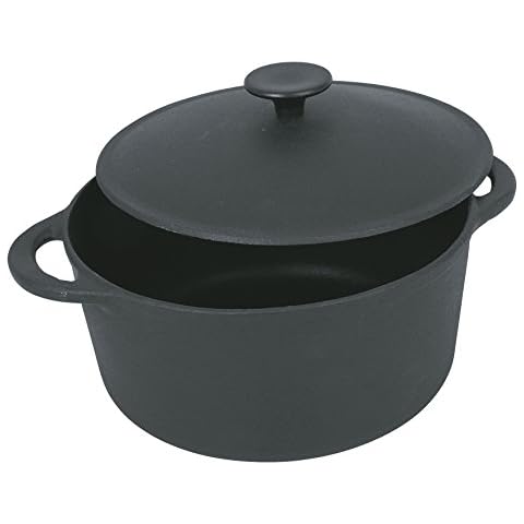 Crealys Tradifonte Cocotte Redonda De Hierro Fundido Esmaltada Negra Ø 26 Cm Cover