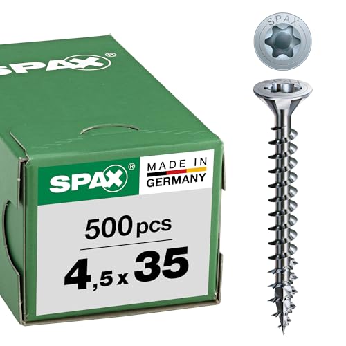 SPAX Universalschraube, 4,5 x 35 mm, 500 Stück, T-STAR plus, Senkkopf, Vollgewinde, 4CUT, WIROX A3J, 1191010450355