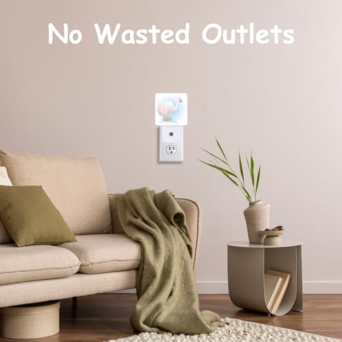 Image of Cute Baby Elephant Play Butterfly Night Light Plug into Wall with Dusk to Dawn Sensor Energy Efficient LED Nightlight for Women Girls Boys Room Decor,Hallway,Kitchen,Bathroom,Nursery,Stairs