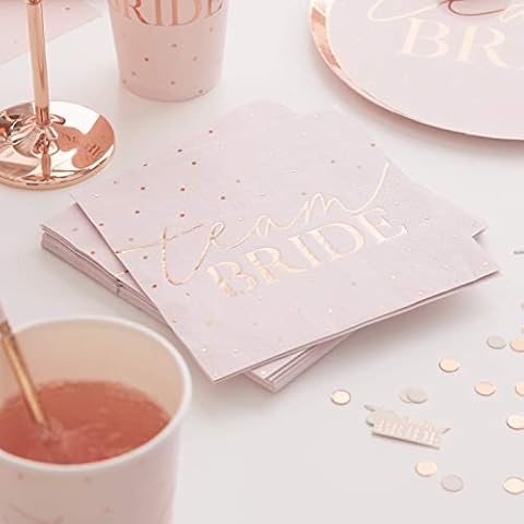 Ginger Ray Hen Party Rose Gold Foiled Pink Napkins Wedding 16 Pack Wedding Cover
