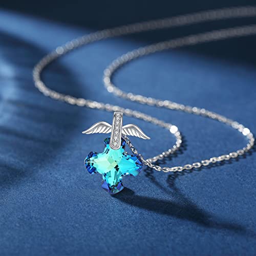 925 Sterling Silver Birthstone Cross Pendant Necklaces Silver 5A CZ Birthstone Cross Necklaces Birthstone Necklace for Women, 18+2" Chain3