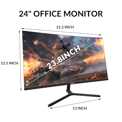 Image of ZZA 24 Inch Curved Gaming Monitor, FHD 1080P 100Hz, 120% sRGB Color Gamut, Ultra-Thin Bezels, Eye Care Blue Light Filter for Home Office