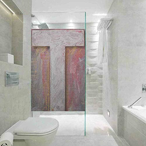 Lámina decorativa para ventana de vidrio, letra T Timeworn de madera envejecida de ABC Capit, no adhesiva, no deja residuos, fácil de recortar películas para bloquear el sol, 23.6 x 78.7 pulgadas
