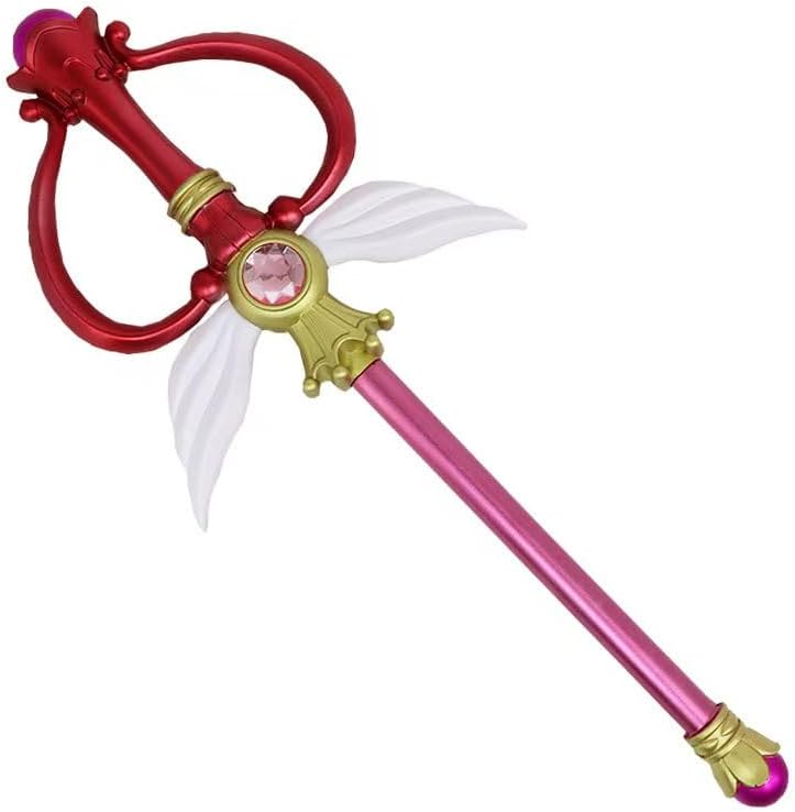 Mingshao Magical Girl Foam Cosplay Wand Staff with Wing Accents, Anime-Inspired Costume Prop Accessory