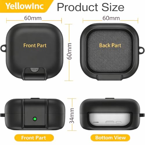 Image of Full Body Armor Case Cover for Samsung Galaxy Buds 4 and 4 Pro with Metal Keyring, Built-in Phone Stand, Locking-Switch Cover (Black, Full Body Armor)